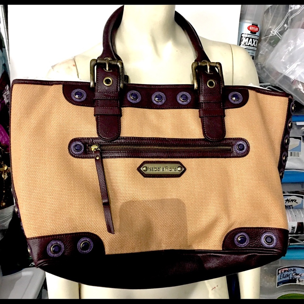 Isabella Fiore Canvas Flower Crystal Tote Bag - Picture 2 of 8
